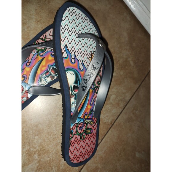 Rare Vintage Unique Men\'s Ed Hardy by Christian Audigier Flip Flops Size 11 / 12 main image 9